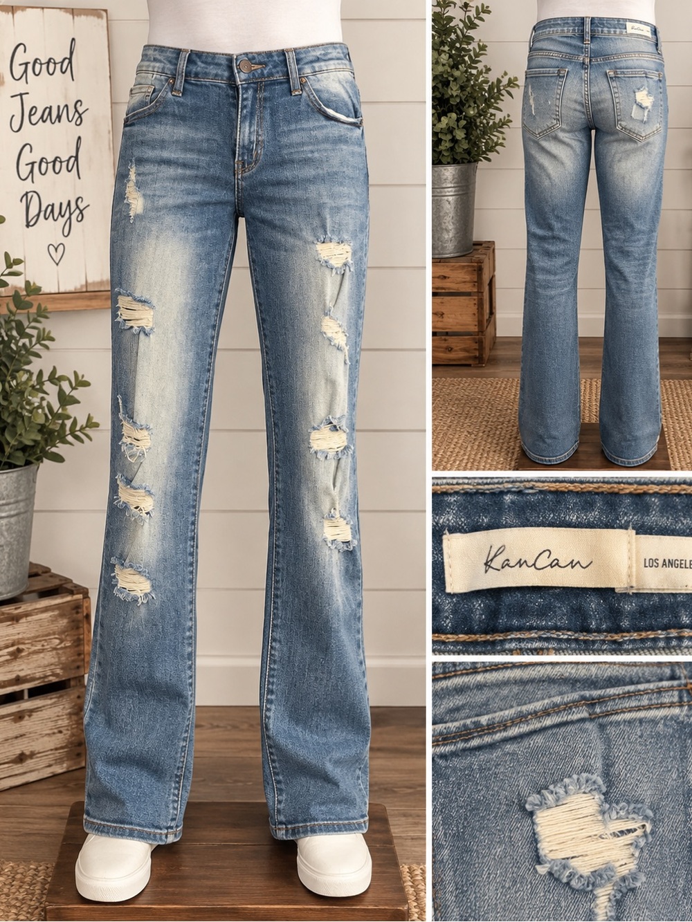 KanCan Los Angeles W11/29 Distressed Ripped Jeans Light Wash
